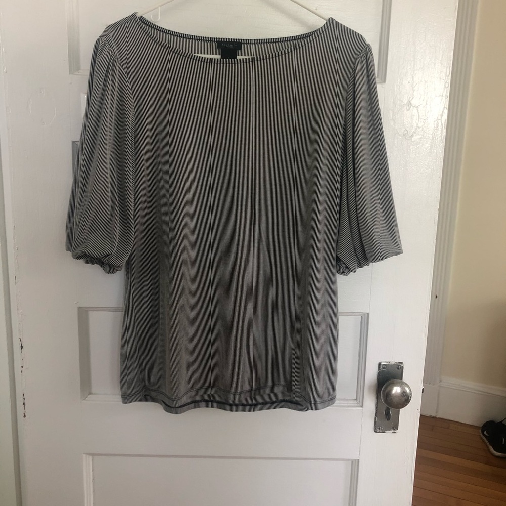 Black & White Stripped Blouse with Ruffled Sleeves